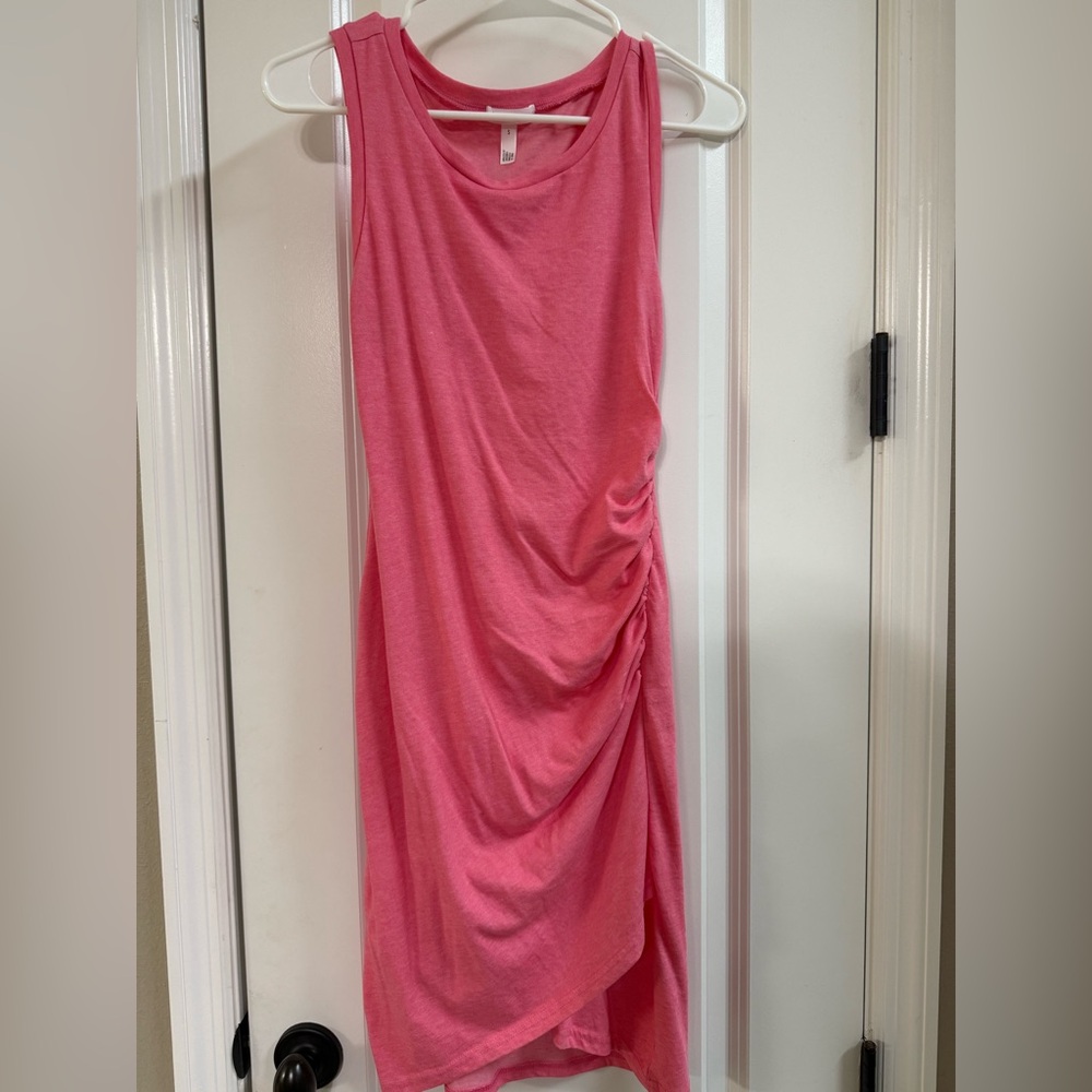 Nordstrom Leith size small ruched bodycon dress bright pink sleeveless